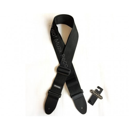 Jim Dunlop D0701BK Poly Black 2in Guitar Strap with Leather End - Reco Music Malaysia