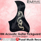 RM D12 Acoustic Guitar Pickguard, Silver Dragon - Reco Music Malaysia