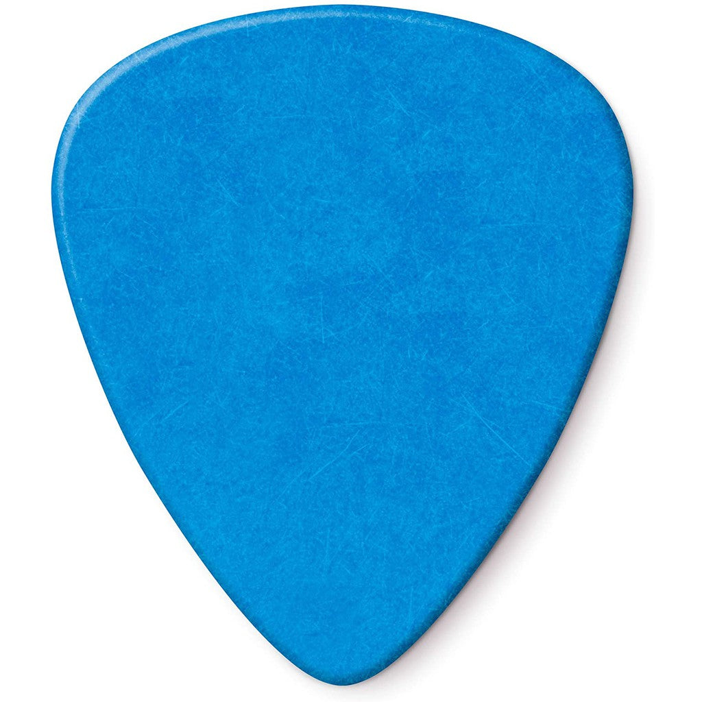 A pack of Dunlop 418P1.0 Tortex Standard blue guitar picks, with 12 pieces in a blister pack, marked as made in the USA.