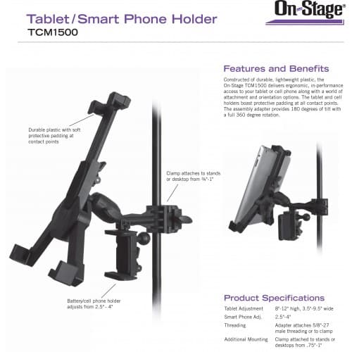 *On Stage TCM1500 Tablet / Smart Phone Holder - Reco Music Malaysia