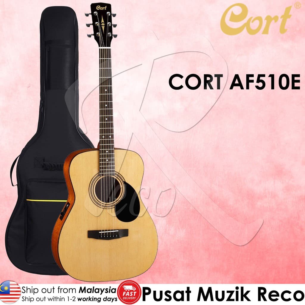 *Cort AF510E Standard Series Acoustic Guitar with Bag - Reco Music Malaysia