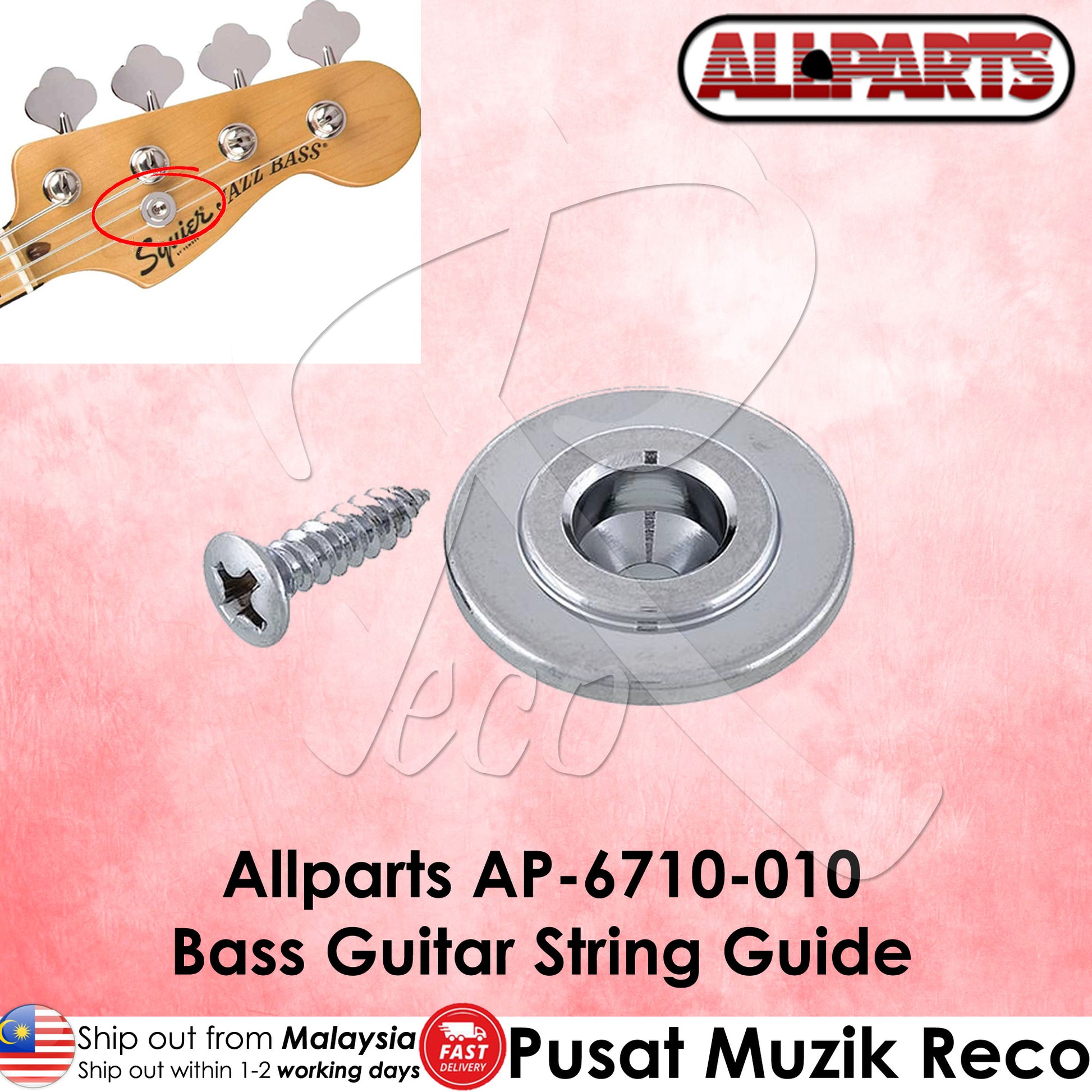 Allparts AP-6710 Bass String Guide With Screw For Electric Bass Guitar - Reco Music Malaysia 