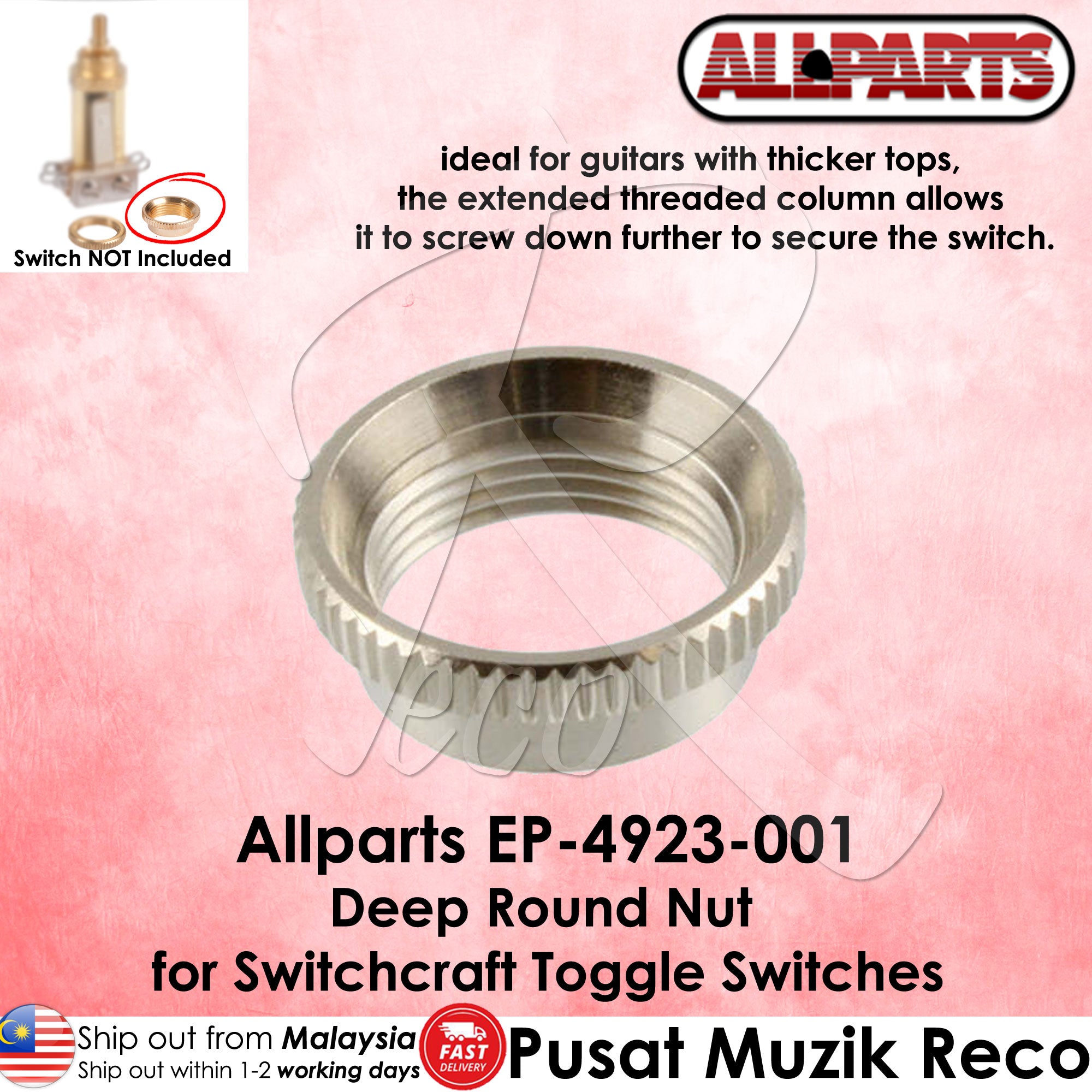 Allparts EP-4923 Deep Round Nut For Switchcraft Toggle Switches - Reco Music Malaysia 