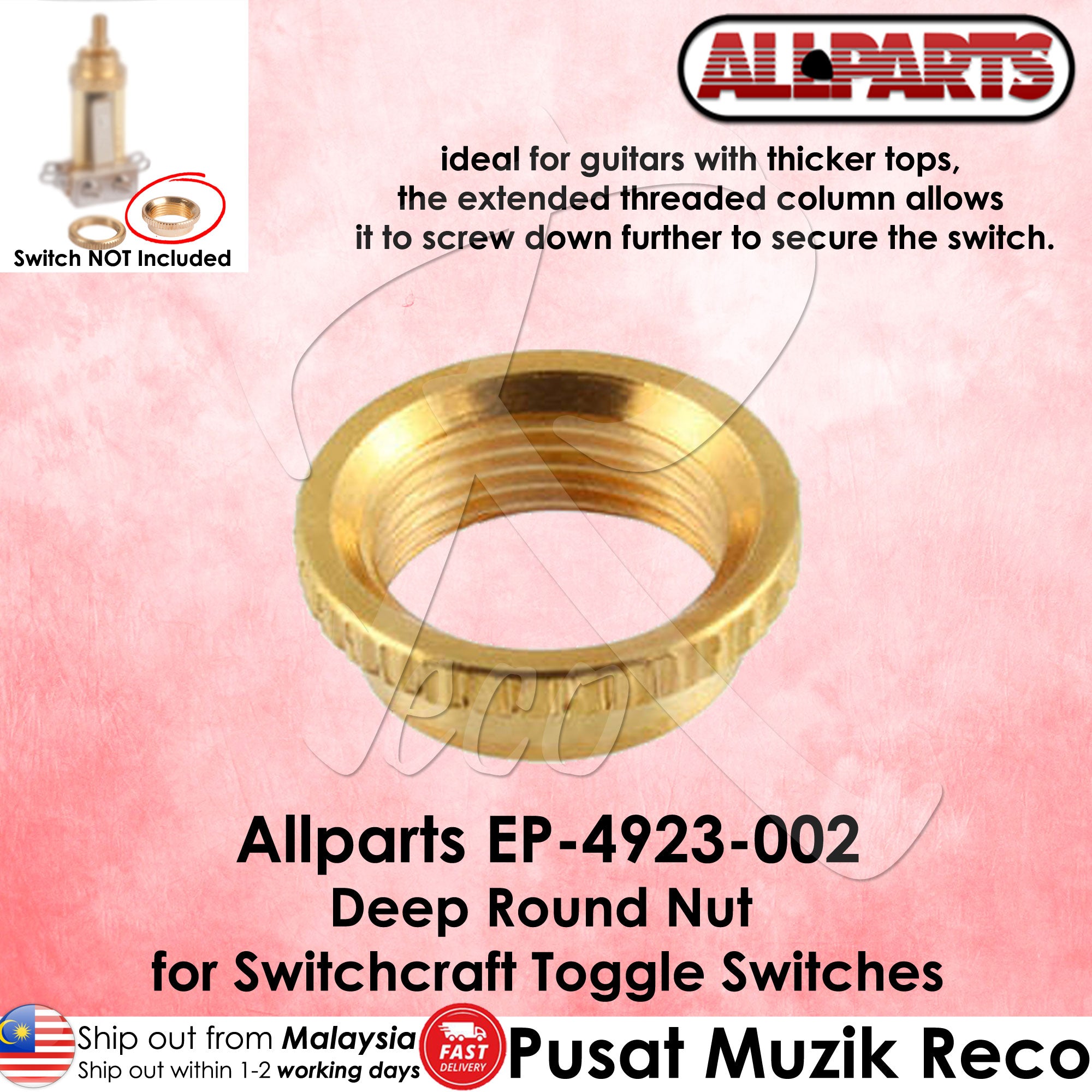 Allparts EP-4923 Deep Round Nut For Switchcraft Toggle Switches - Reco Music Malaysia 