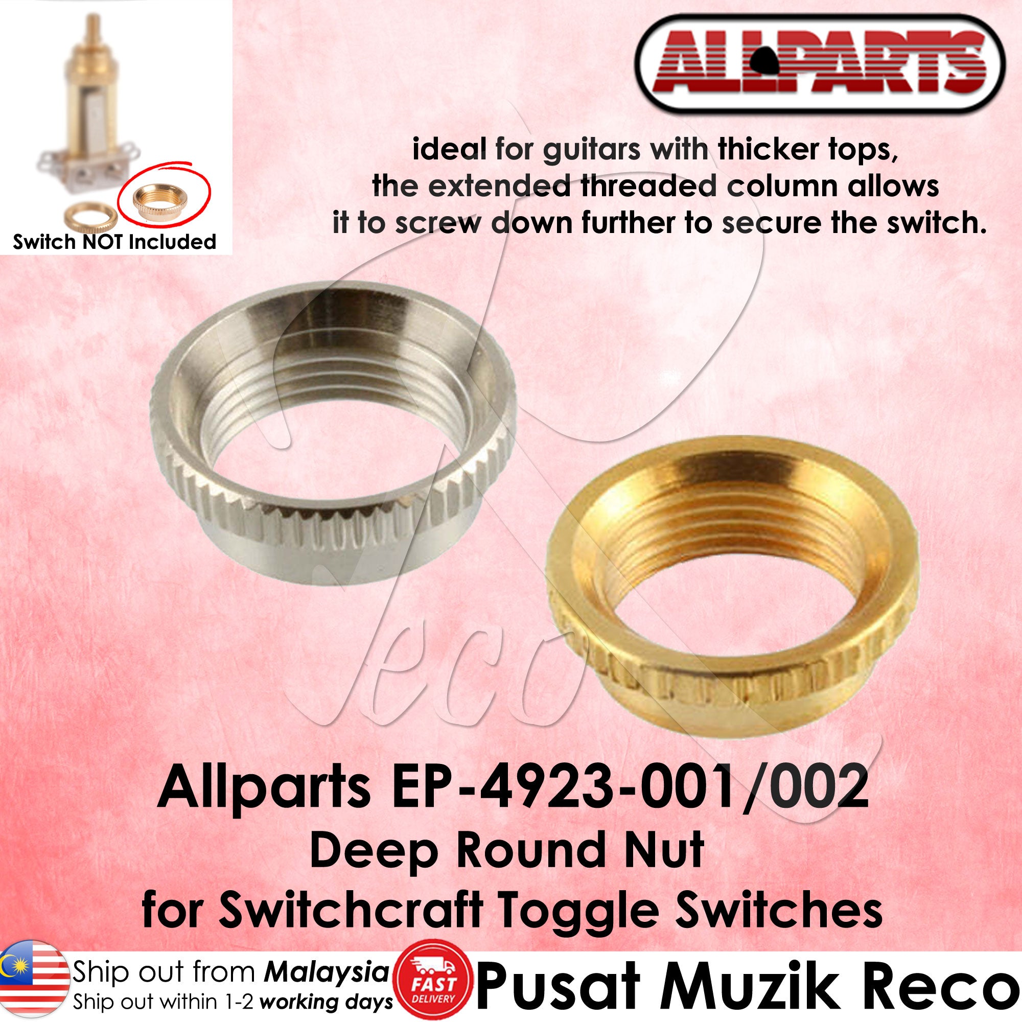 Allparts EP-4923 Deep Round Nut For Switchcraft Toggle Switches - Reco Music Malaysia 