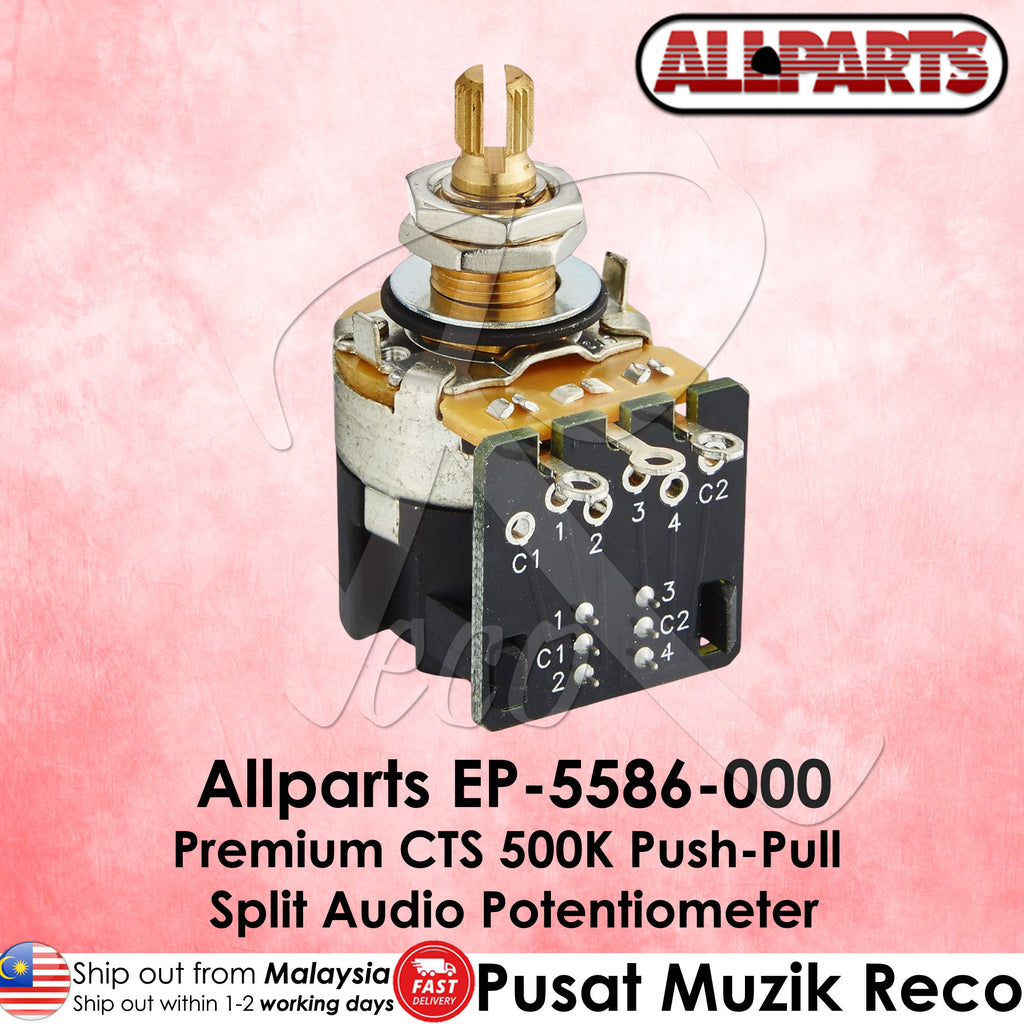 Allparts EP-5586-000 Premium CTS 500K Push-Pull Split Shaft Audio Potentiometer Guitar Push Pull Pots