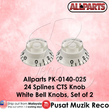 Allparts PK-0140-025 24 Spline CTS Knob Electric Guitar White Bell Knob Control Knob Volume Tone Knob