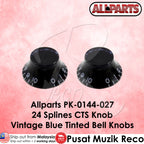 Allparts PK-0144-027 24 Spline CTS Knob Electric Guitar Blue Tint Bell Knob Control Knob Volume Tone Knob