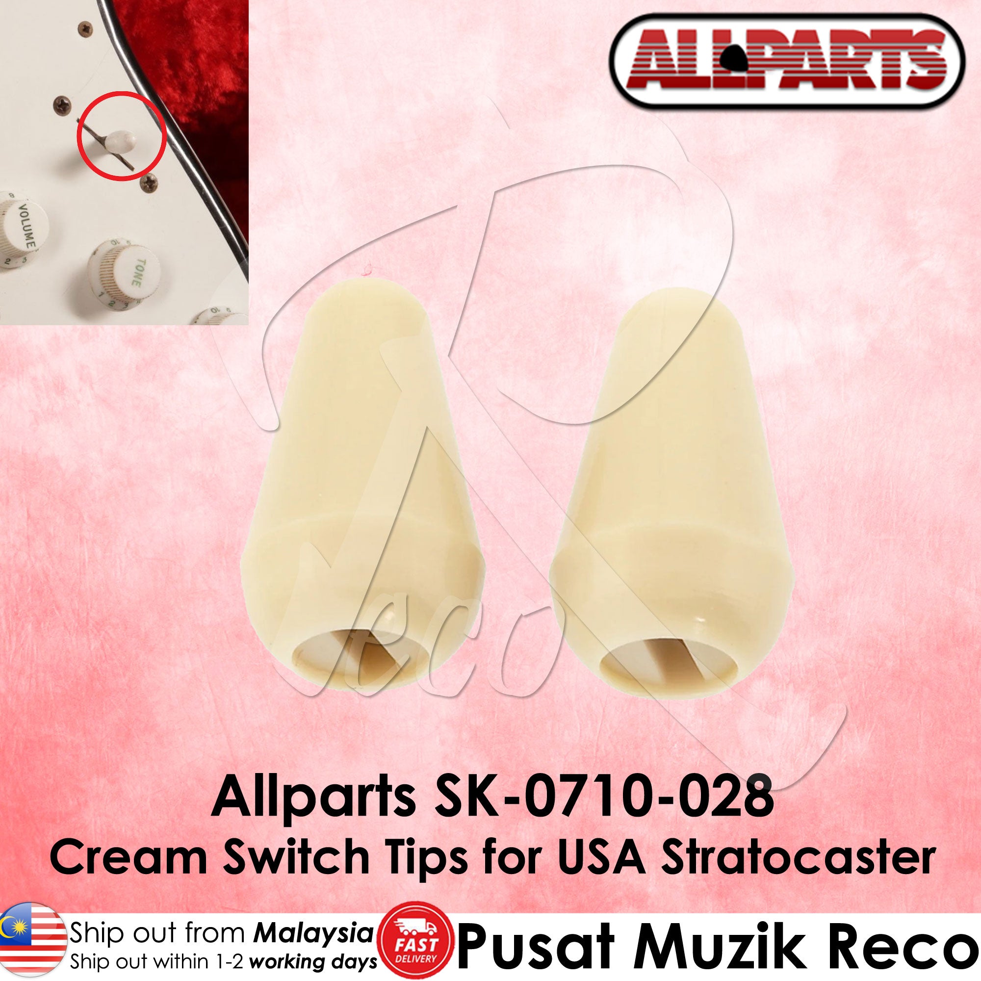 Allparts SK-0710-028 Switch Tips For USA Stratocaster, Cream - Reco Music Malaysia