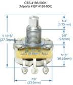 AllParts EP-4186-000 CTS No-Load 500K Split Shaft Guitar Tone Pot
