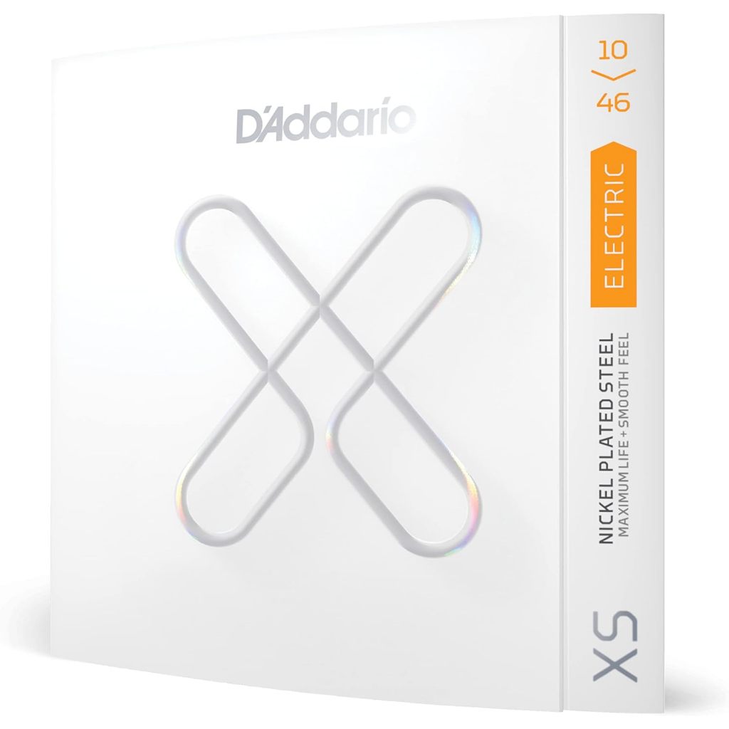Dáddario electric guitar strings packaging on a white background
