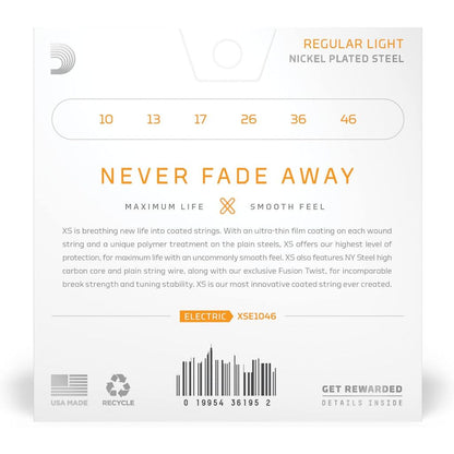 Music string packaging with product details on a white background