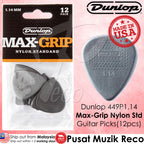 Jim Dunlop 449P114 Nylon Max Grip Standard Guitar Picks 1.14mm 12-pack