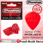 Jim Dunlop 47P3N Nylon Jazz III 1.38mm Guitar Picks Player Pack, 6pcs/Pack - Reco Music Malaysia