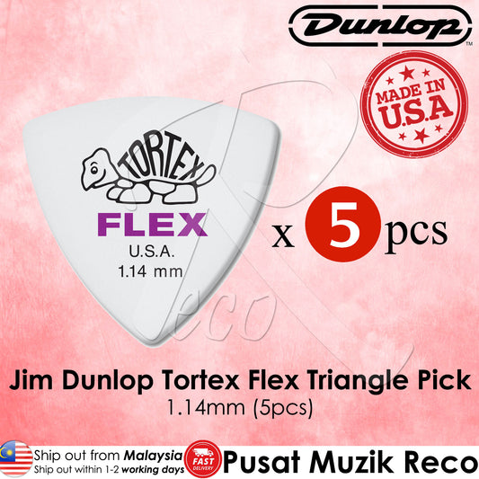 Jim Dunlop 456-114 1.14mm Tortex FLEX Triangle Guitar Pick (5-Pack)