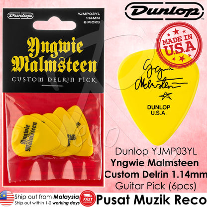 Dunlop YJMP03YL 1.14mm Yellow YNGWIE Malmsteen Custom Delrin YJM Guitar Pick Pack 【6pcs】