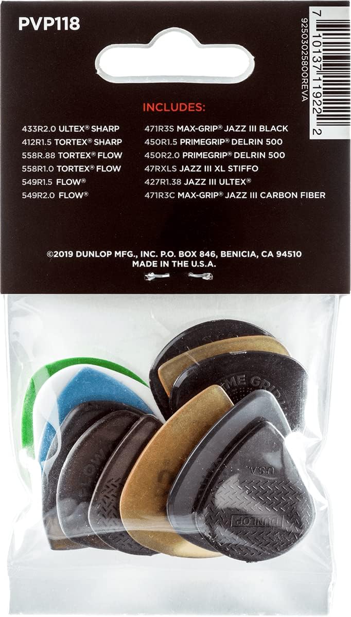Jim Dunlop PVP118 Shredded Pick Guitar Pick Variety Pack (12pcs)