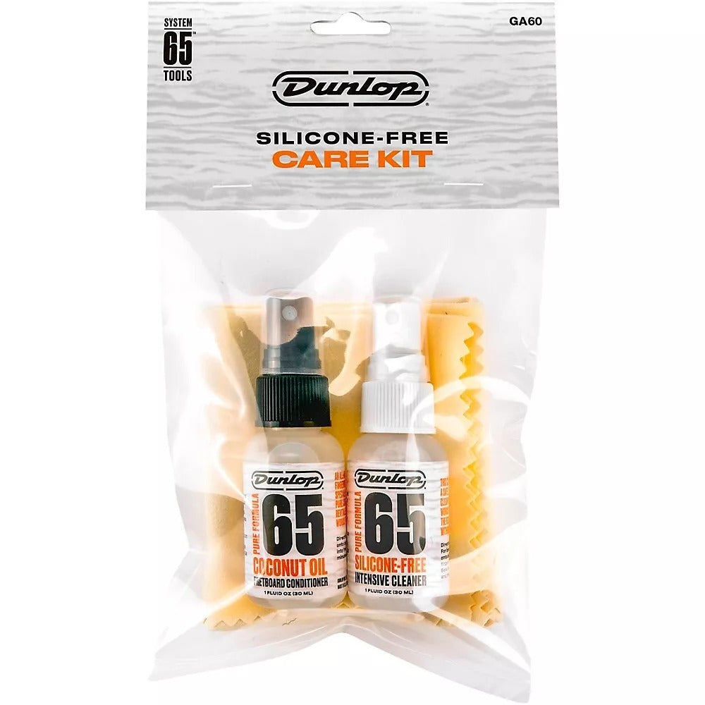 Dunlop GA60 Pure Formula 65 Silicone Free Care Kit Guitar Polish Intensive Cleaner Coconut Oil Fretboard Conditioner