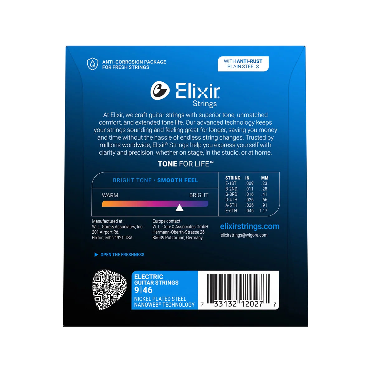Elixir 12027 Nanoweb Coated Nickel Plated Electric Guitar String 0946