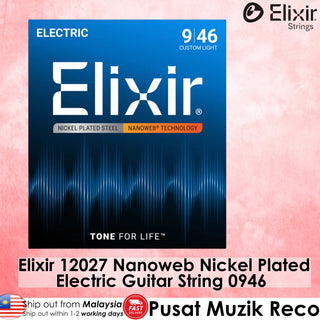 Elixir 12027 Nanoweb Coated Nickel Plated Electric Guitar String 0946