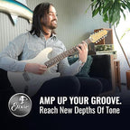Man playing a guitar with promotional text and Elixir logo