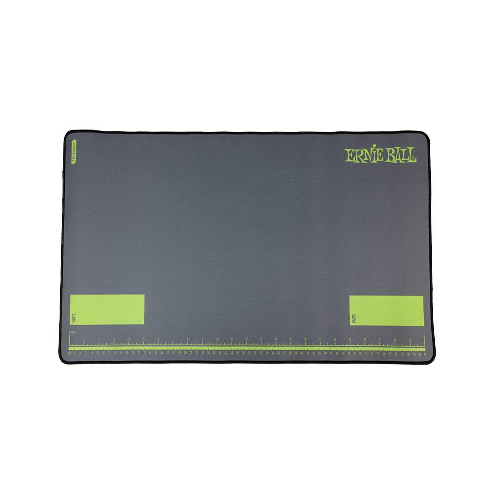 A dark gray gaming mouse pad with lime green accents, featuring the 'ERAN RAIL' brand logo in the top right corner, a measurement ruler along the bottom edge, and two rectangular zones on the lower half.