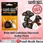 Ernie Ball P09178 Cellulose Guitar Picks Medium Assorted Colors (Pack of 12)