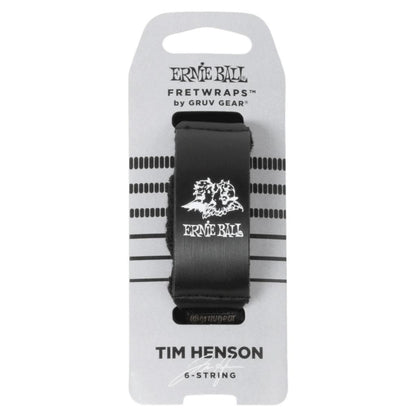 Ernie Ball Fretwraps for guitar, in black with a white printed logo, mounted on its original white cardboard retail packaging card.