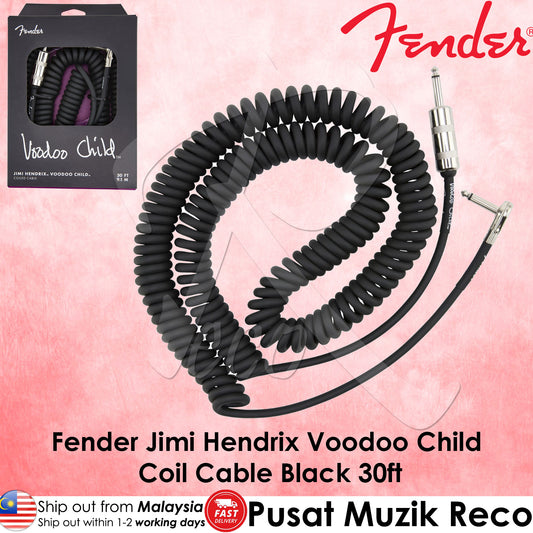 Fender Jimi Hendrix Voodoo Child Guitar Cable Coil Cable Black, 30ft