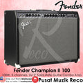Fender Champion II 100 guitar combo amplifier on a pink background