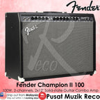 Fender Champion II 100 guitar combo amplifier on a pink background