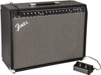 Fender guitar amplifier with a footswitch on a white background