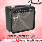 Fender Champion II 25 guitar combo amplifier on a pink background