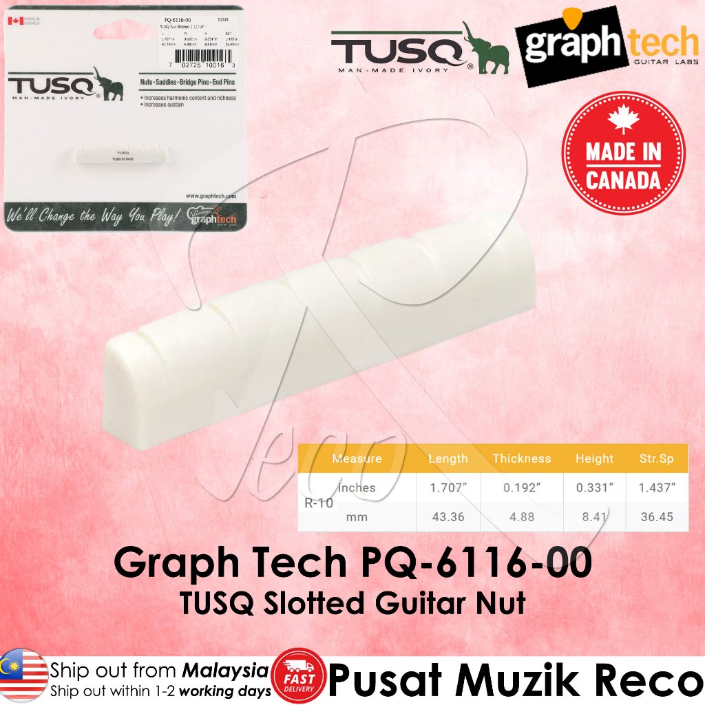 Graph Tech PQ-6116-00 43.36 mm TUSQ Slotted Acoustic / Electric Guitar Nut