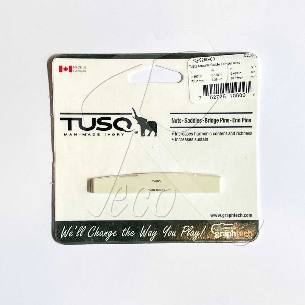 Graph Tech PQ-9280-C0 TUSQ Compensated Acoustic Guitar Saddle, 2-7/8 in