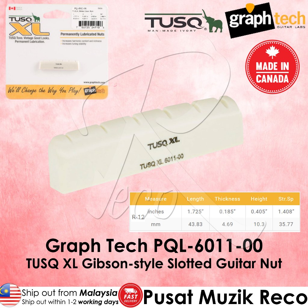 Graph Tech PQL-6011-00 TUSQ XL Slotted Gibson-Style Guitar Nut