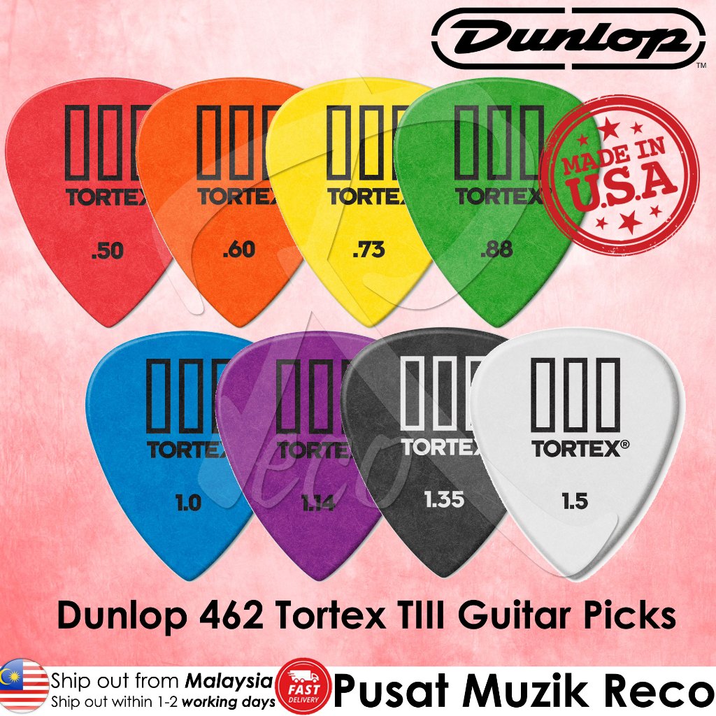 Jim Dunlop 462R Tortex III / TIII Variety Sizes Guitar Pick - Reco Music Malaysia