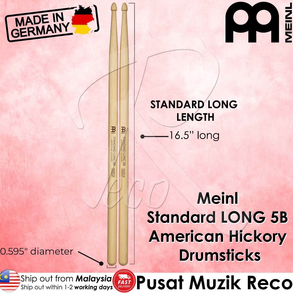 Meinl SB104 Standard Long 5B American Hickory Drumsticks