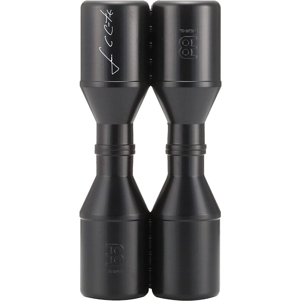 Two black Meinl tenon pincushion heads for double bass, shown side-by-side on a plain white background.