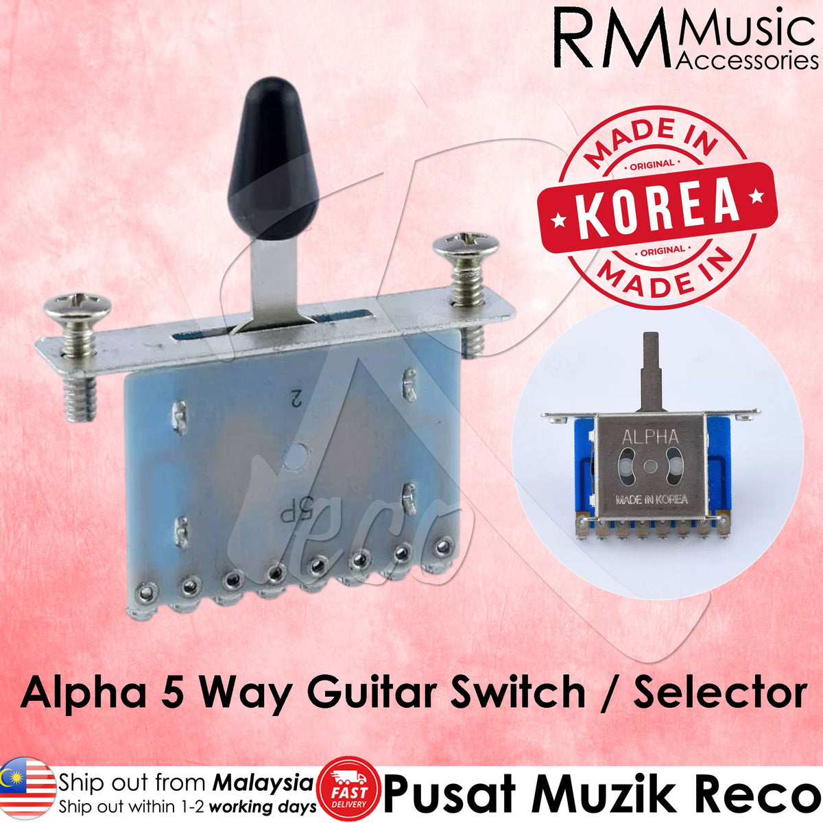 Alpha Korea 5-Way Guitar Pickup Lever Switch Selector Switch for Electric Guitar