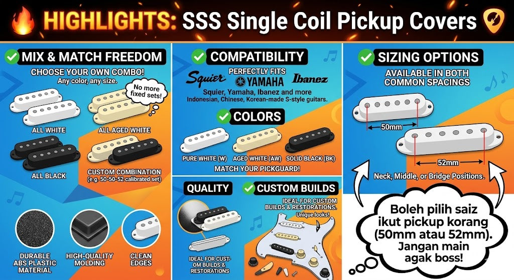 RM Electric Guitar SSS Plastic Pickup Cover for Strat 50mm 52mm Gitar Elektrik Guitar Electric Parts