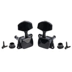 Pair of black guitar tuners with screws on a white background - Reco Music Malaysia