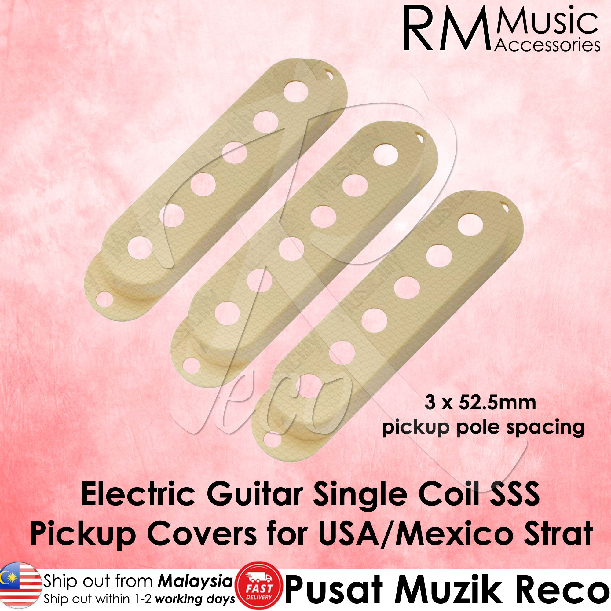 RM Electric Guitar SSS Plastic Pickup Cover For USA Mexico Strat 3x52.5mm