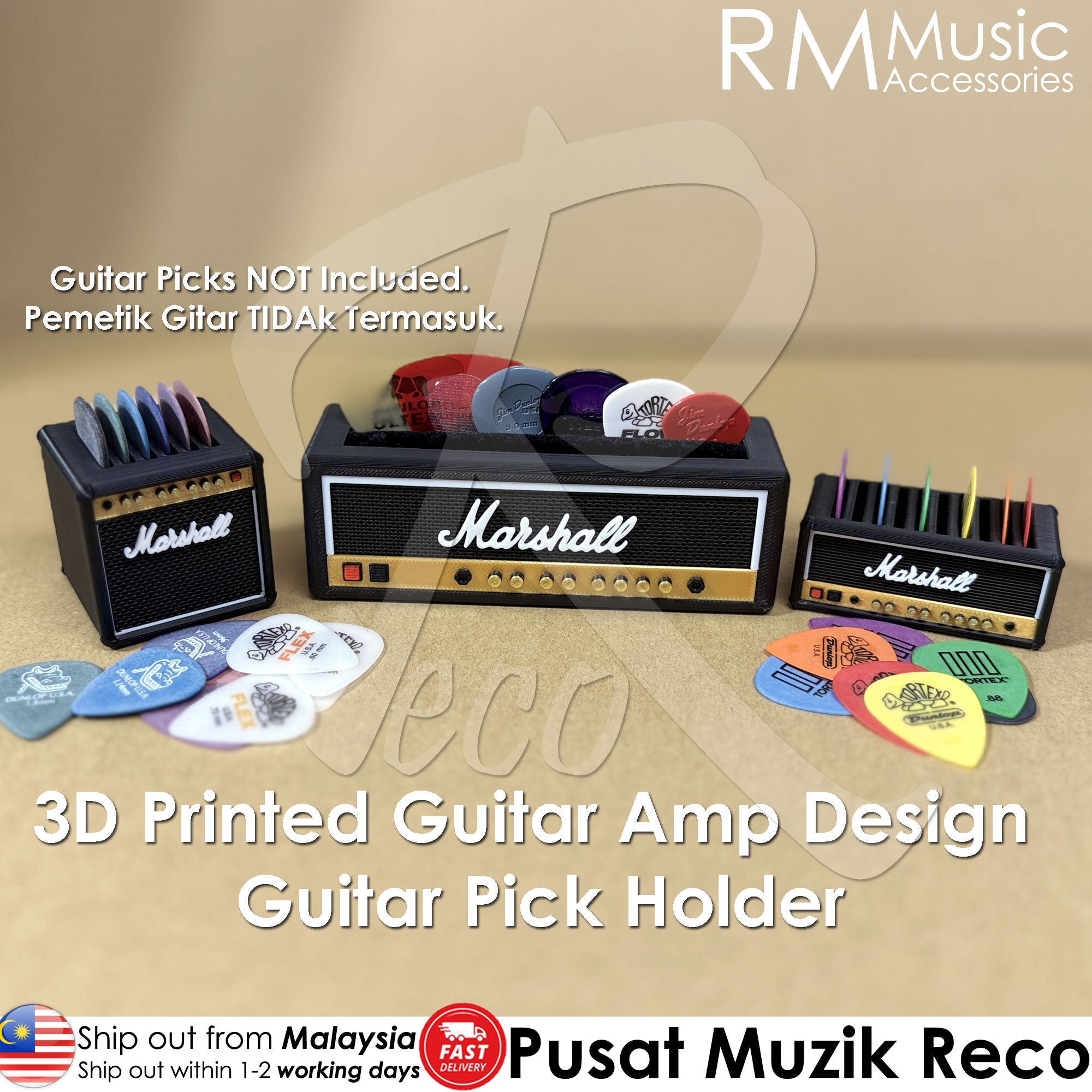 RM Guitar Picks Holder 3D Printed Amp Speaker Guitar Pick Holder Pick Organizer Storage Case