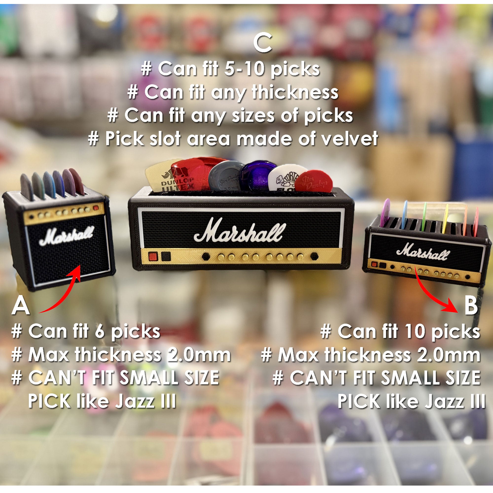 RM Guitar Picks Holder 3D Printed Amp Speaker Guitar Pick Holder Pick Organizer Storage Case