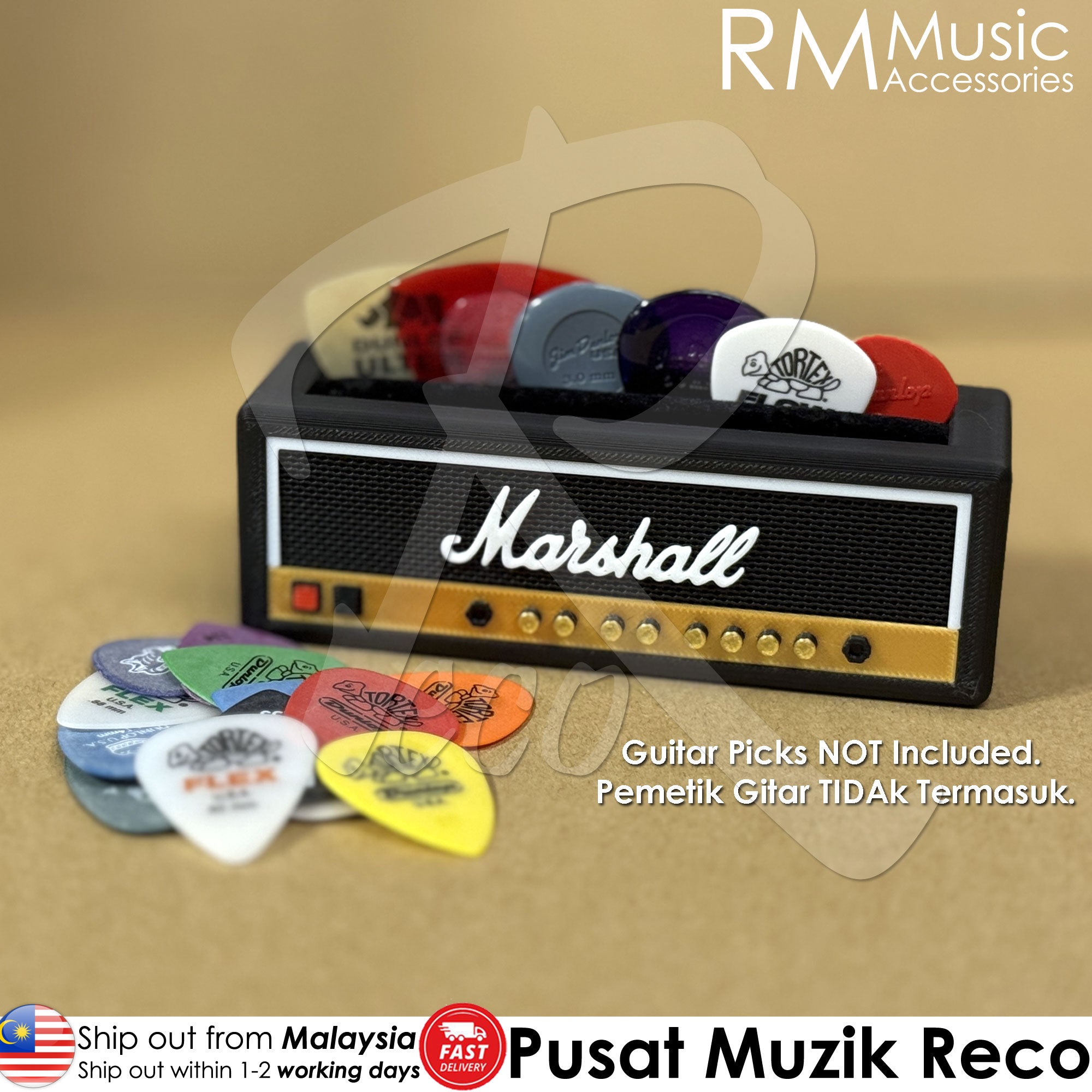 RM Guitar Picks Holder 3D Printed Amp Speaker Guitar Pick Holder Pick Organizer Storage Case