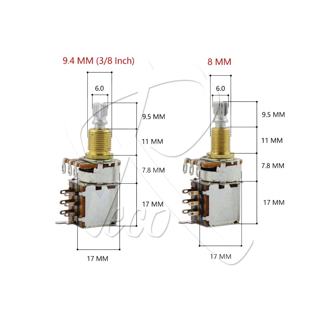 Alpha Korea PUSH PUSH Guitar Potentiometer Guitar Pots A500K / B500K | 8mm / 9.4mm Thread | ORIGINAL Alpha Made in Korea