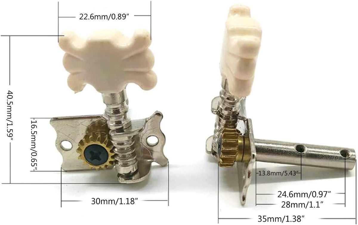 RM RKA48 Kapok Guitar Machine Head Tuning Pegs Set 3L3R 6pcs Cream Button with Screws