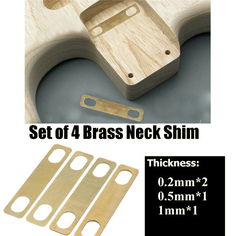 RM GM6329 4x Guitar Neck Shims Brass, 2x .2mm, 1x .5mm, 1x 1mm - Reco Music Malaysia