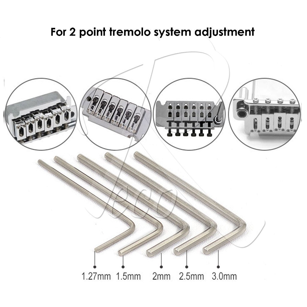 Six silver metal hex wrenches of different sizes labeled 1.27mm, 1.